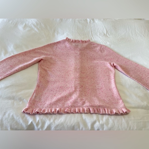 PURE COLLECTION | Women’s SZ 12 | Pink Cashmere Ruffle Trim Cardigan Sweater EUC - Picture 9 of 12
